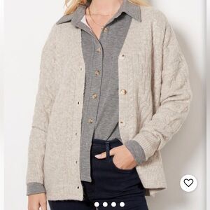 Evereve Marley Cardigan Sandstorm Grey Taupe Tan Size Small